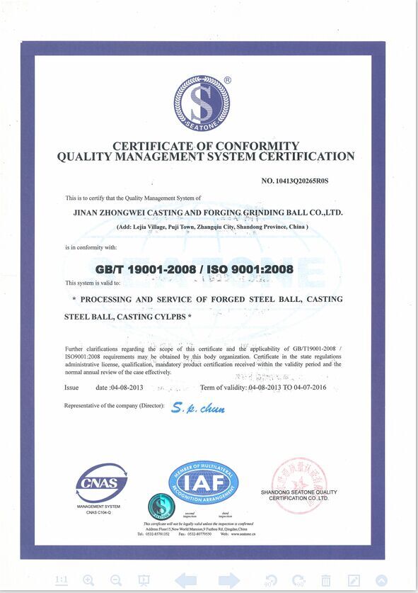 ISO9001: 2008 Geschmiedete Schleifkugel