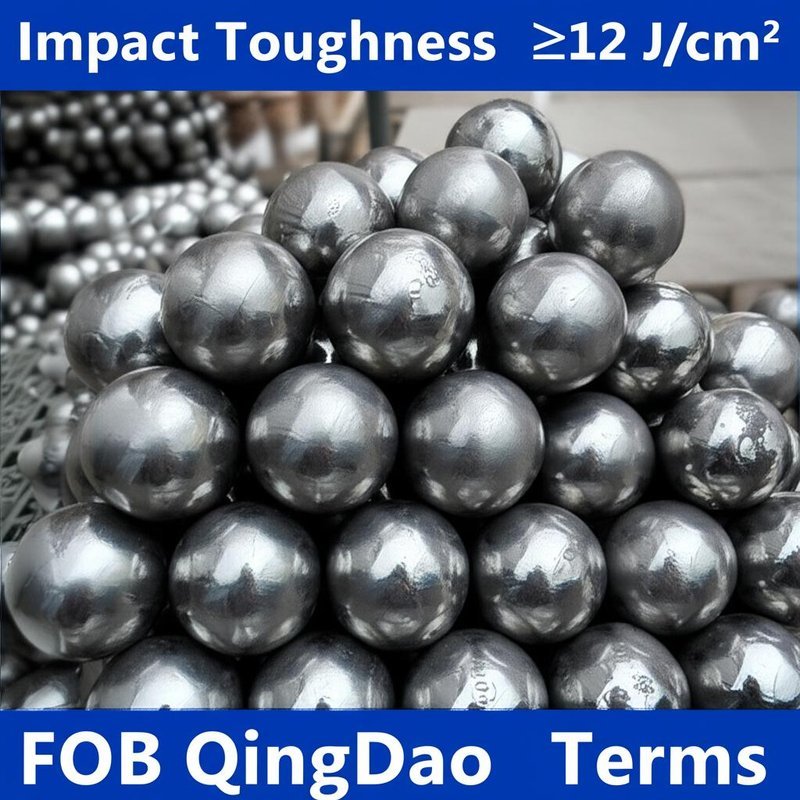 Impact Toughness ≥12 J/cm2 Grinding Steel Balls for Cement Plants FOB QingDao Terms